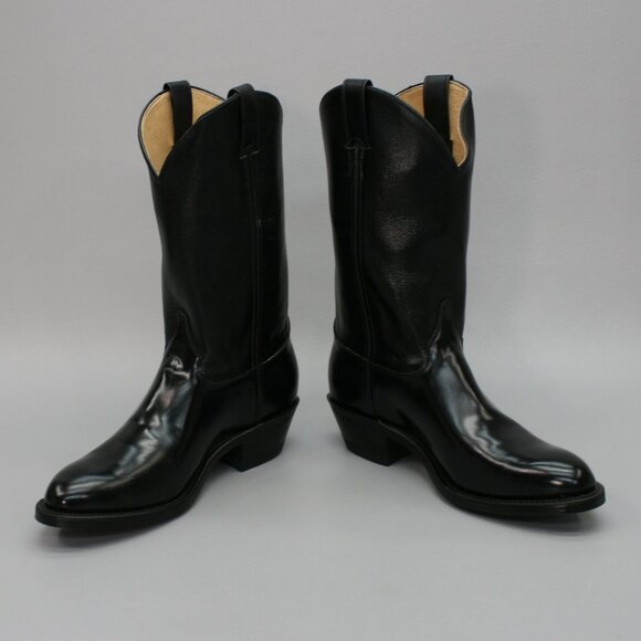 Vintage Justin Men\'s 10.5 C Narrow Black Leather Western Cowboy Boots M8049 USA main image 4